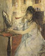 Berthe Morisot Young Woman Powdering Herself (mk09) Spain oil painting reproduction